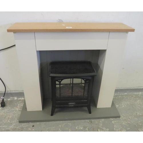 2 - Pine Effect Fire Surround with dimplex electric fire with log effect UNTESTED (FWR)