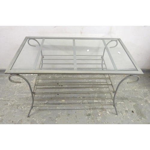 83 - Aluminium & Glass Coffee Table approx. 92cm W  x 50cm D x 55cm H with rack under A/f (A3)