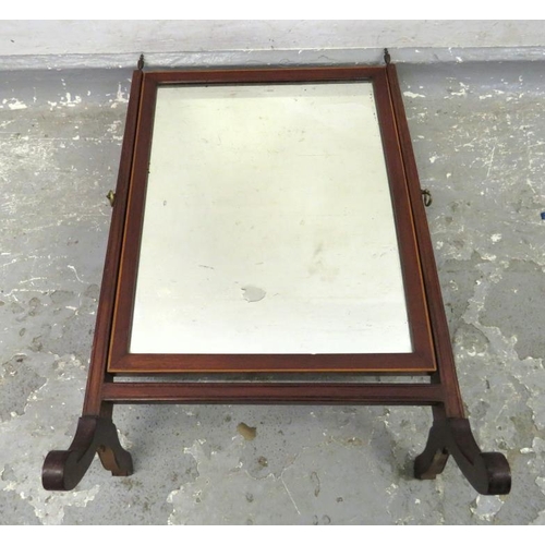 106 - Boxwood Inlaid Mahogany Cheval Style Dressing Table Mirror with vase terminals approx. 61cm H x 38cm... 