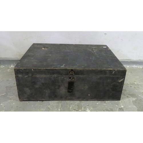 95 - Black Painted Toolbox with lift up lid approx. 62cm W x 45cm D x 22cm H, with clasp for lock, some c... 