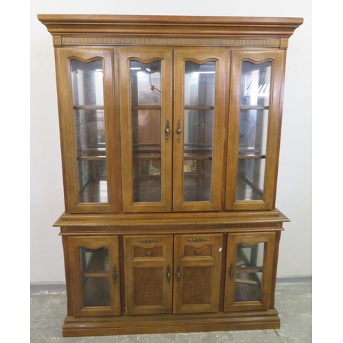 16 - Display Cabinet with 4 cupboard doors to base, 2 glazed & 4 glazed door top section surmounted by co... 