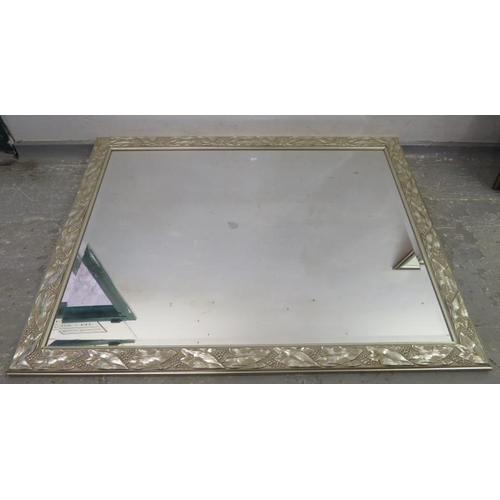 8 - Large Silvered Rectangular Bevel Glass Wall Mirror with leaf & berry frame (FWR)