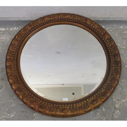 55 - Large Circular Bevel Glass Wall Mirror with painted gilt frame (A6)