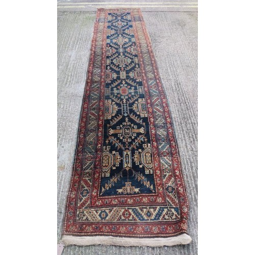 60 - Long Eastern Style Wool Runner, bound sides 14ft-L 3.6ft-W(FWR)