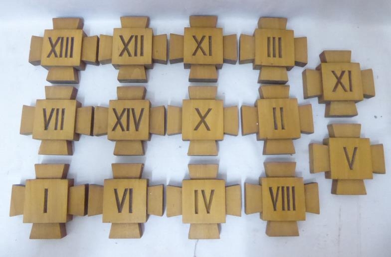 wooden-carved-roman-numerals-with-hole-to-back-for-placing-on-pegs-designed-on-a-cross-approx-9cm