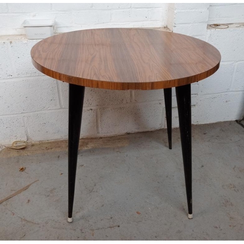 47 - Wood Effect Formica topped tubular supported circular table approx. 79cm Dia.