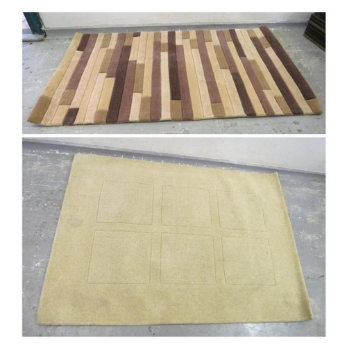 99 - Deep Pile Carpet with fawn, brown stripes, bound edges & Deep Pile Trend Rug, natural colour, 1.2m x... 