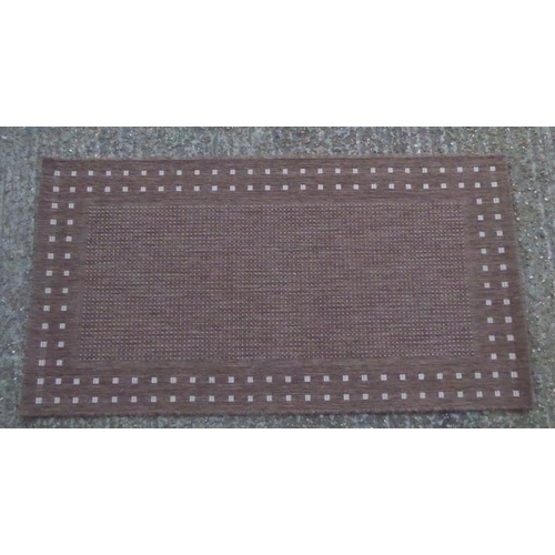 109A - Checkered Cream Rug on Brown ground approx. 80cm W (TOS)