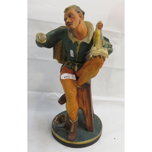 Jean Gille C19th Rare Painted Bisque Figurine of a seated puppeteer