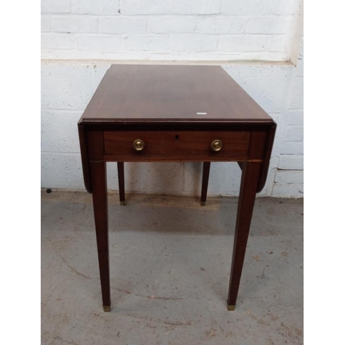 5 - C19th Mahogany Pembroke Table on square tapering supports, frieze drawer, drop flaps A5