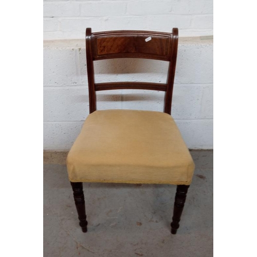 47 - Late Regency Side Chair, mahogany with turned front supports, overstuffed seat A4