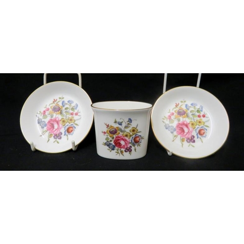 109 - Royal Worcester Boxed Set of 2 Trinket Dishes & Matchbox Holder, posy pattern