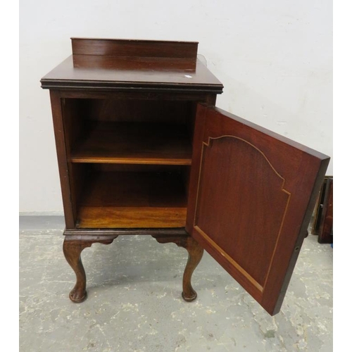 31 - Mahogany Bedside Cabinet on short cabriole supports R/H hinged door (A1)