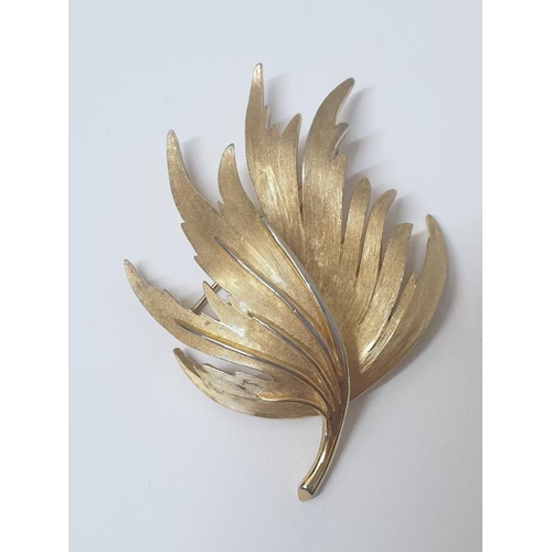 52 - Vintage Trifari Gilt Leaf Brooch, signed