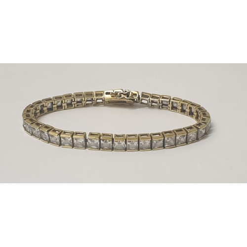 53 - Silver Gilt & White Paste Tennis Bracelet