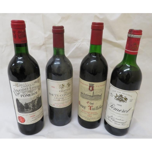 214 - Château Les Hautes-Conseillants Lalande De Pomerol 1981, Château Moulinet-Lasserre Pomerol 1985, 199... 