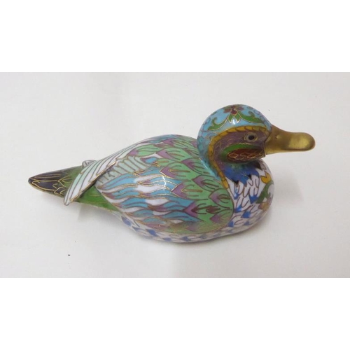 452 - Cloisonné Study of a duck with gilt beak approx. 16cm/6.25