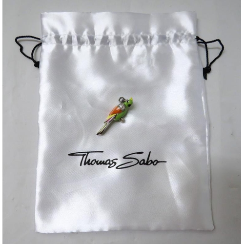 443 - Thomas Sabo Sterling Silver Parrot Charm, large, approx. 5cm L set with crystals & enamel