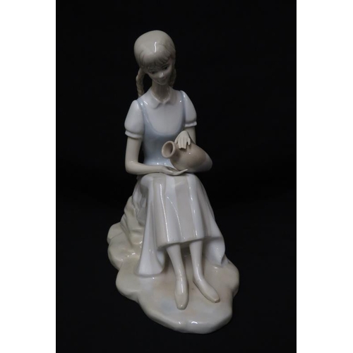 634 - Nao/Lladro Style Figurine of a girl seated with a pot approx. 28.5cm H