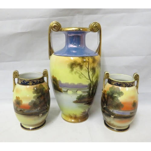 648 - 3 Noritake Vases approx. 27cm & 2 approx. 16cm H