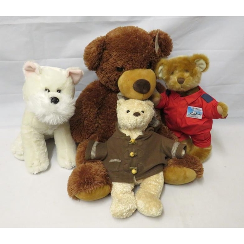 649 - Brown Bear, Paramedic Teddy Bear, White Dog & Bear in Duffle Coat (4)