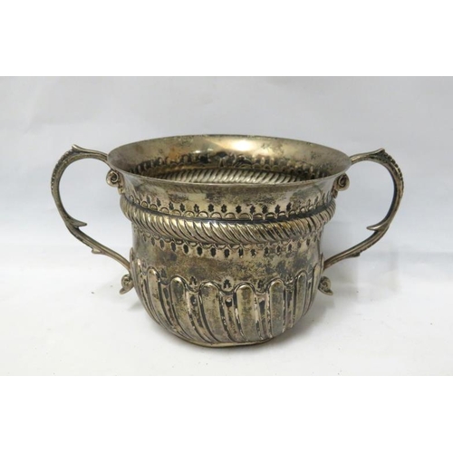 652 - Fine Quality Victorian C19th Charles Stuart Harris Silver two handled porringer with lower wrythen b... 