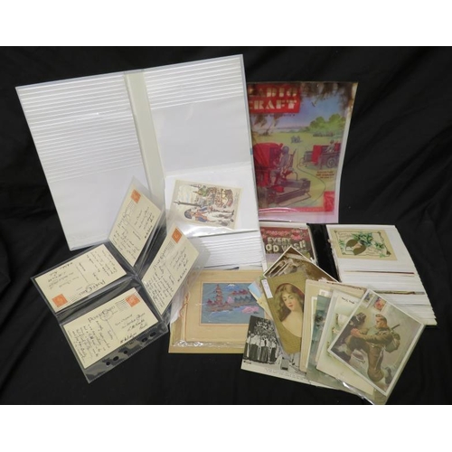 2670 - Flip Over Photograph Album with postcards, greetings cards, birthdays, births, VE day & reproduction... 