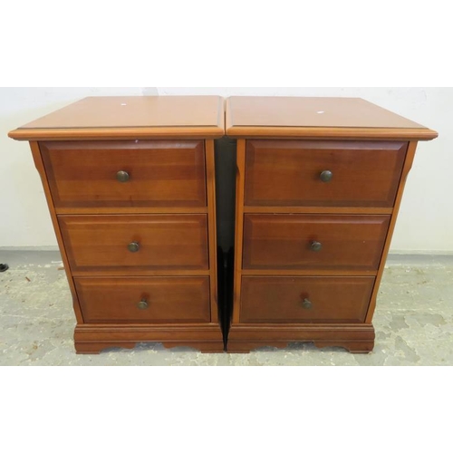 180 - Pair Heavy Quality Stag Bedside Chests of 3 drawers, shaped plinth bases (2) approx. 49cm W x 47cm D... 