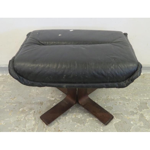 181 - Leather Topped Stool with X-frame supports A4