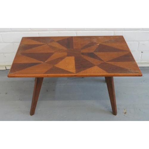 49 - Parquetry Low Coffee Table on splayed supports, geometric design A2