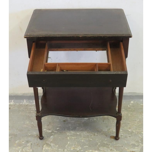 68 - Small Rectangular Topped Side Table with frieze fitted drawer, turned supports with under tier A5