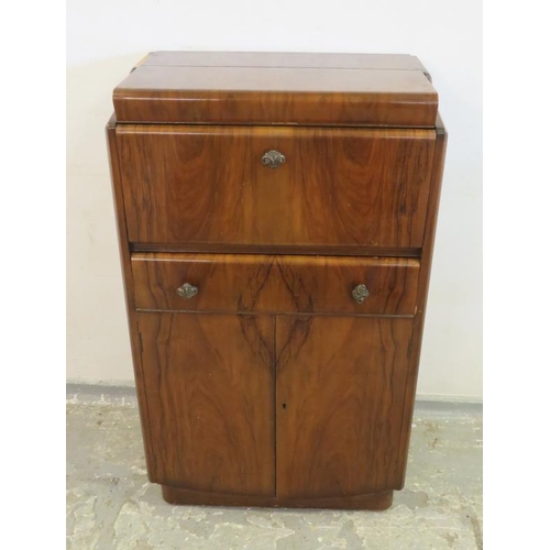 79 - Nathan Retro Walnut Cocktail Cabinet, fall over 1 long drawer, doors under approx. 65cm W x 45cm D x... 