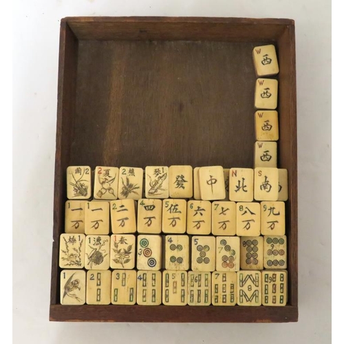 1394 - Mahjong Tiles, some missing, bamboo appear complete, circles no. 1, 2, 6, 8 & 9 (1 of each missing c... 