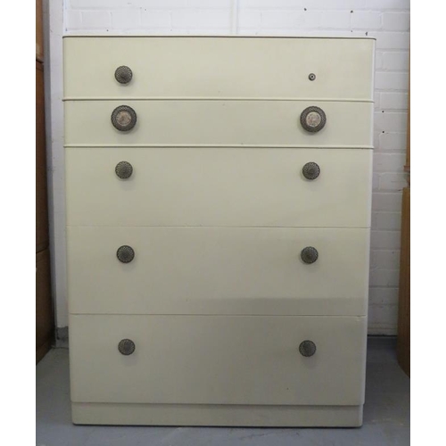 102 - Cream Painted Chest of Drawers, 5 drawers approx. 86cm W x 48cm D x 110cm H A1