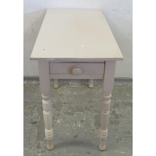 103 - White Painted Side Table with drawer on turned supports approx. 90cm W x 45cm D x 76cm H A2