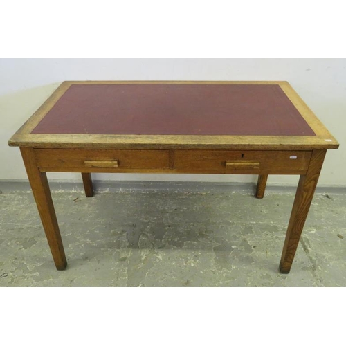 108 - Leather Topped Two Drawer Writing Table approx. 122cm W x 69cm D x 77cm H