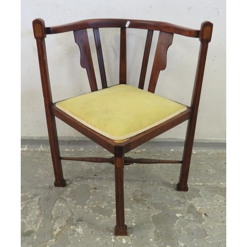 111 - Inlaid Corner Chair approx. 46cm seat height, total height approx. 73cm A6