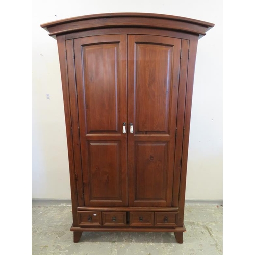119 - Dome Top two door 4 panel Wardrobe with small drawers under approx. 190cm H x 100cm W x 56cm D A14