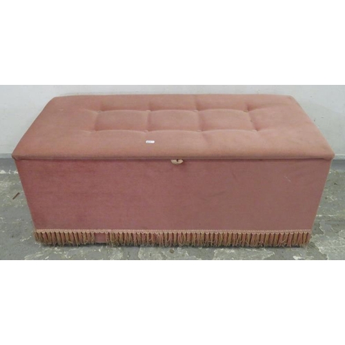 131 - Pink Upholstered Ottoman hinged lid approx. 93cm W x 40cm D x 38cm H A7