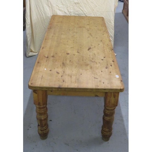 52 - Pine Farmhouse Table on turned supports 213x92x79cm A7