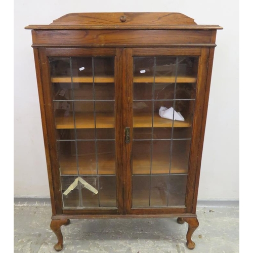 91 - 2 Door Oak Glass Fronted Bookcase approx. 93cm W x 29cm D x 141cm H A4