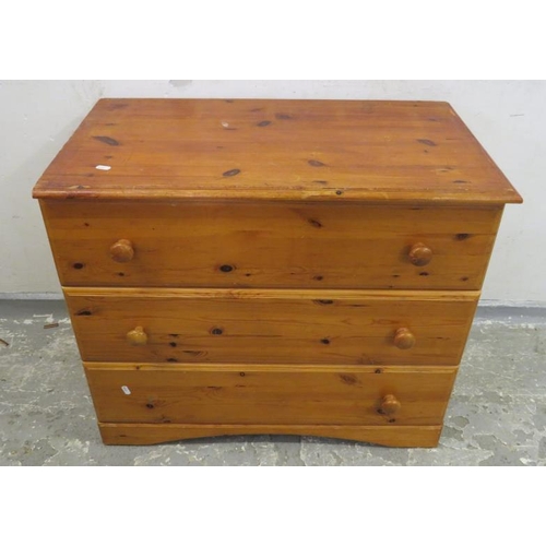 93 - Chest of 3 Pine Drawers approx. 80cm W x 45cm D x 69cm H A1