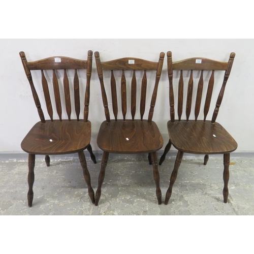14 - 3 Slat Back Kitchen Chairs & Modern Drop Flap Table on turned supports (4) A2/3