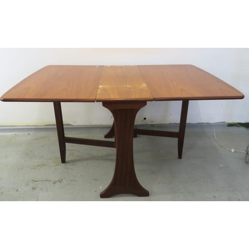 28 - G-Plan Style Teak Retro Drop Flap Dining Table on slab ends, gate leg action approx. 91cm x 31cm x 7... 