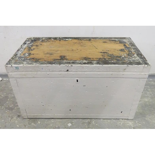 31 - Painted Wooden Box with upholstered lift up lid BWR