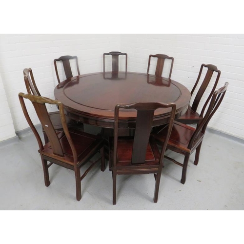 33 - Large Chinese Hardwood Circular Dining Table and 8 Matching Chairs
D:152cm FWR
