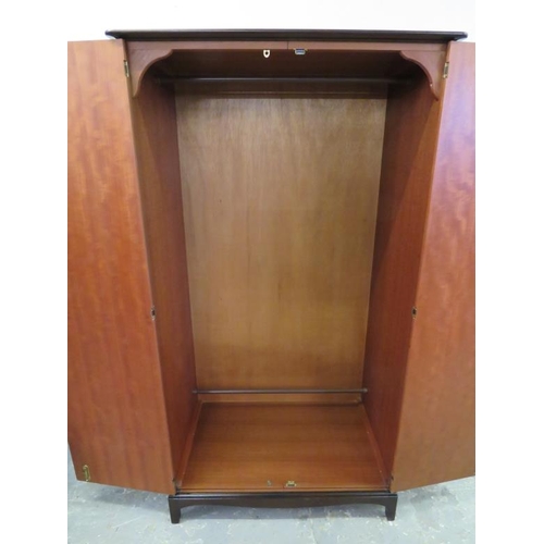 44 - 2 Door Stag Mahogany Wardrobe with gilt ring pull handles, slender bracket supports A14