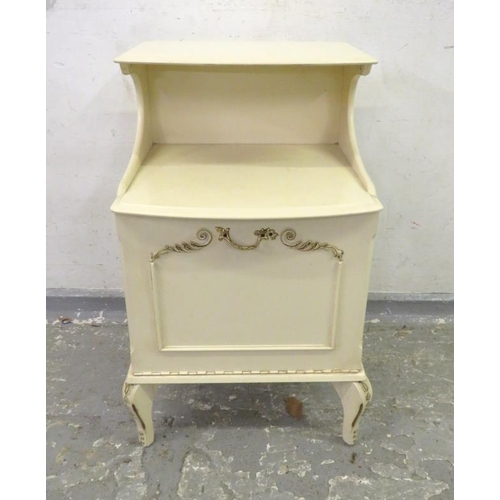15 - Continental Style Bedside Cabinet & Continental Style Chest of Drawers, 5 long drawers, white/gilt d... 