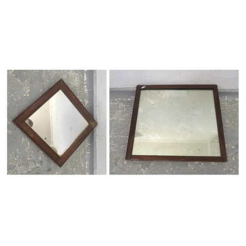 19 - Wooden Framed Wall Mirror approx. 54cm x 49cm & Wood Framed Wall Mirror approx. 38cm square (2) A1