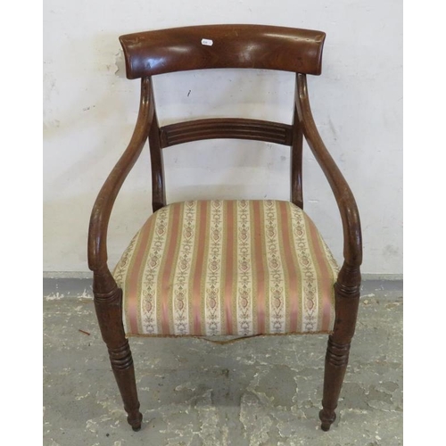 151 - C19th Late Georgian Carver Chair with Trafalgar top rail on turned supports approx. 43cm seat H x 50... 
